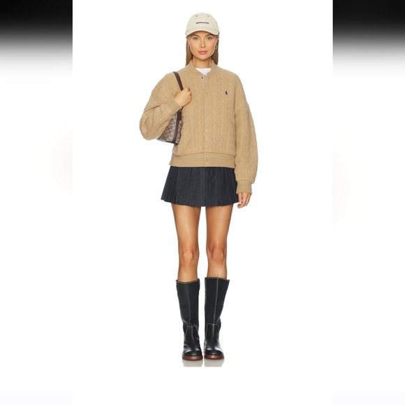 NWT Polo Ralph Lauren Cashmere Wool Cable Knit Sweater Bomber Jacket  XS - Picture 6 of 16